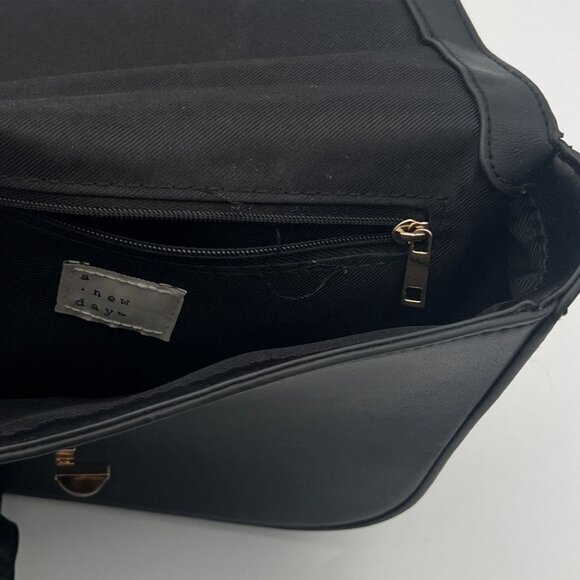 Black Faux Leather Crossbody Bag With Gold Accents By A New Day - Picture 4 of 4